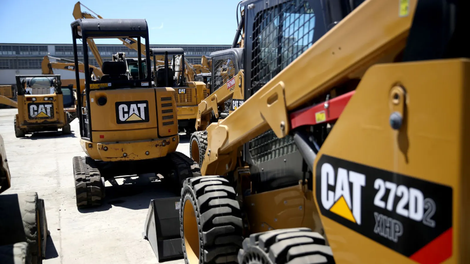 Caterpillar equipment is parked on a lot at Peterson Tractor Co. on July 24, 2019, in San Leandro, Calif. Christy Pambianchi recently announced plans to leave her role as CPO at Intel to assume a position as CHRO at Caterpillar.