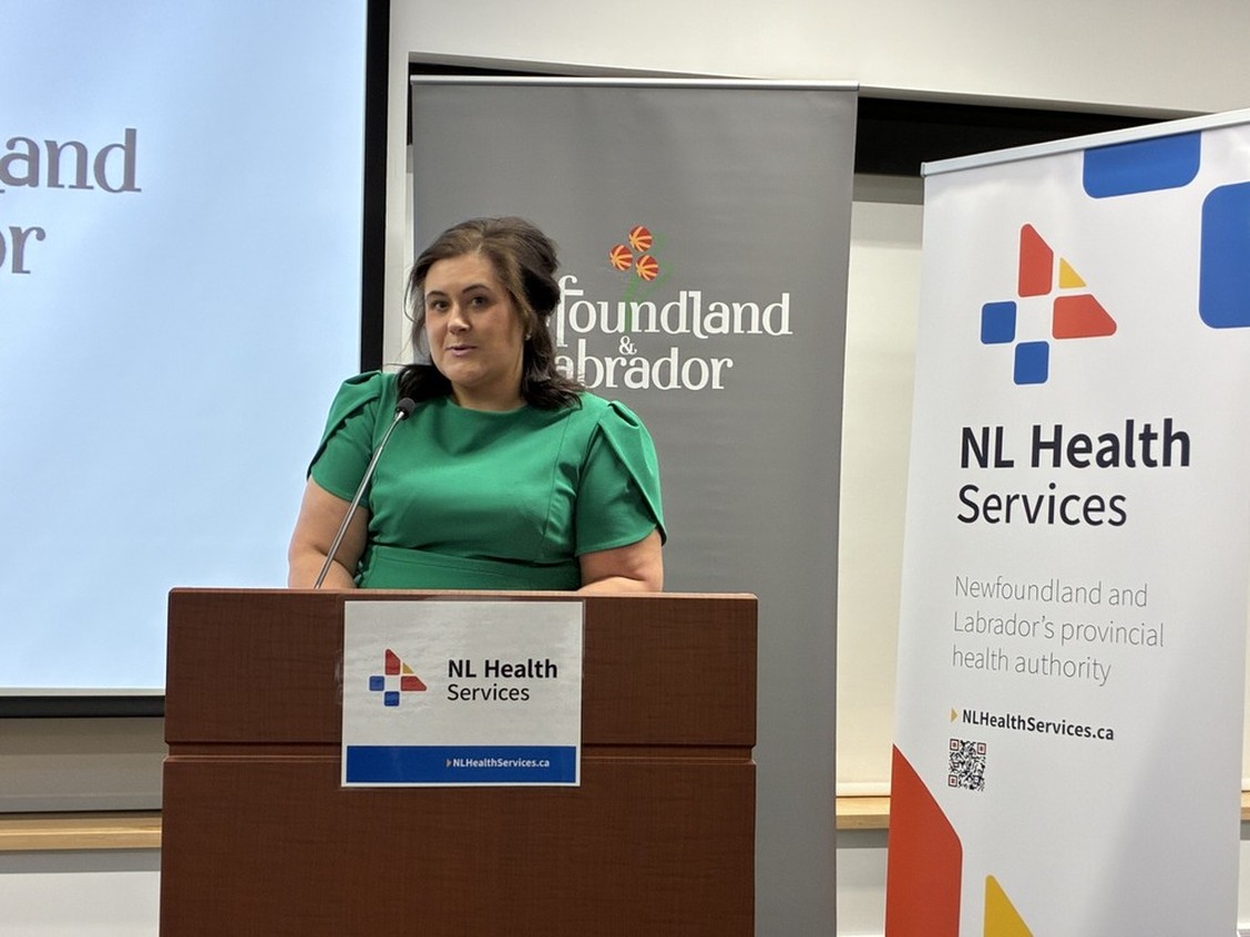 Krista Lynn Howell, Minister of health and Community Services, lays out the Health Human Resource Plan during a May 29, 2025 announcement.