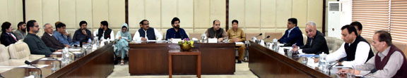 SENATOR ZEESHAN KHANZADA, CHAIRMAN SENATE STANDING COMMITTEE ON OVERSEAS PAKISTANIS AND HUMAN RESOURCE DEVELOPMENT PRESIDING OVER A MEETING OF THE COMMITTEE AT PARLIAMENT HOUSE ISLAMABAD ON JUNE 03, 2025.